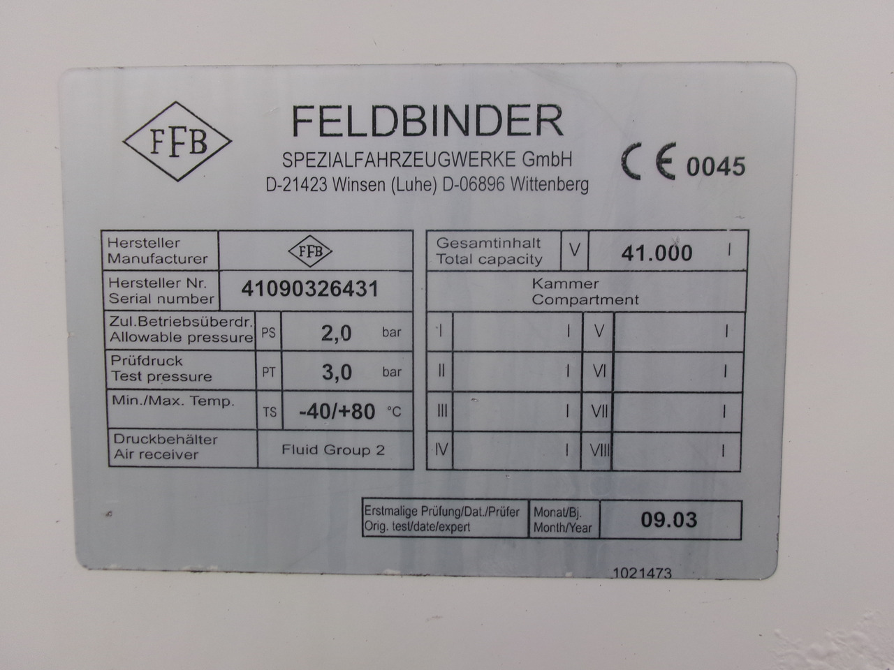 Tank semi-trailer for transportation of flour Feldbinder Powder tank alu 41 m3 (tipping): picture 20