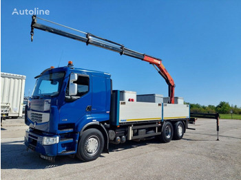 Dropside/ Flatbed truck Renault Premium DXI R450.26 HR Palfinger PK 15.500 6x2-2