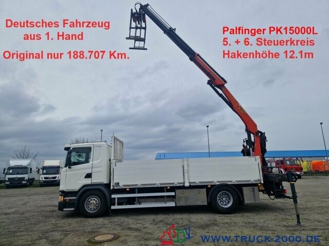 Dropside/ Flatbed truck Scania G370 Kran PK15001L nur 188.707 Km. 1. Hand Klima