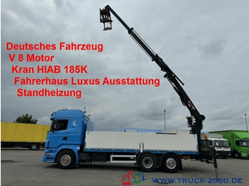 Dropside/ Flatbed truck Scania R 560 V8 Kran HIAB 185K TOP Zustand Standheizung