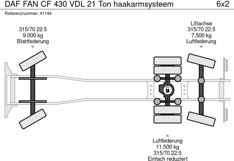 Hook lift truck DAF FAN CF 430 VDL 21 Ton haakarmsysteem