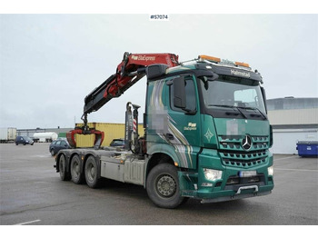 Hook lift truck Mercedes-Benz Arocs crane truck tridem