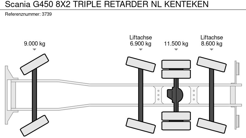 Hook lift truck Scania G450 8X2 TRIPLE RETARDER NL KENTEKEN