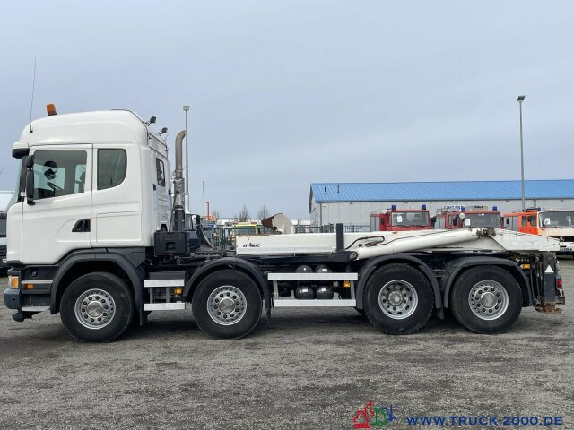 Hook lift truck Scania G 450 8x2 M-TEC Silosteller Retar. Deutscher LKW