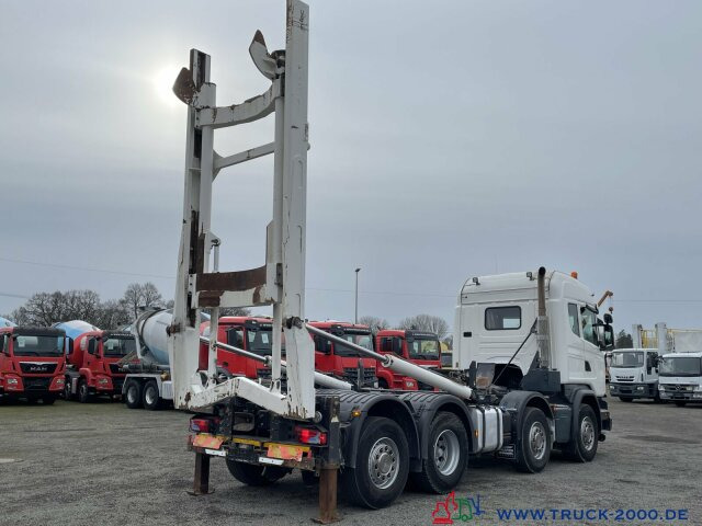 Hook lift truck Scania G 450 8x2 M-TEC Silosteller Retar. Deutscher LKW