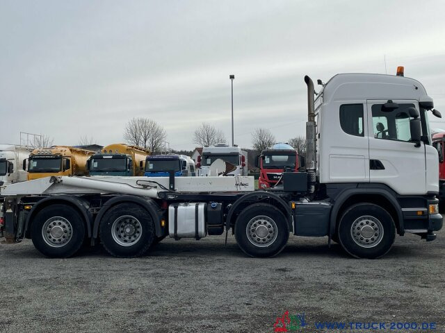 Hook lift truck Scania G 450 8x2 M-TEC Silosteller Retar. Deutscher LKW