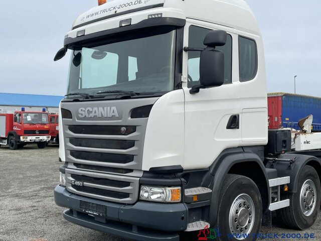 Hook lift truck Scania G 450 8x2 M-TEC Silosteller Retar. Deutscher LKW