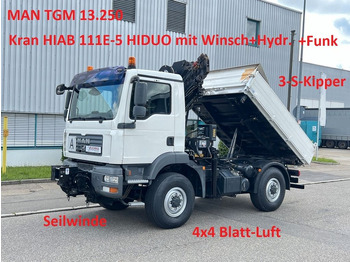 Tipper MAN TGM 13.240 4x4BL Kran 14,6m Winde 3-SKipper 2xAH 