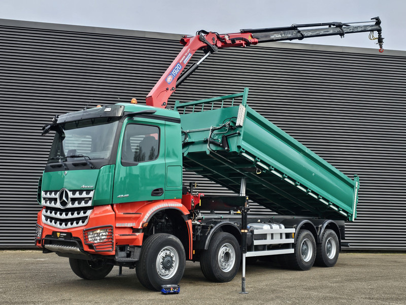 Tipper Mercedes-Benz AROCS 4145 8X6 TIPPER + HMF CRANE