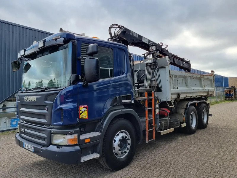 Tipper Scania P380 6X4/ Drieseitenkipper/ Hiabkrane 166 XS/ Greifer