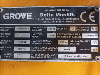 Vertical mast lift Grove Piattaforma elettrica Toucan 1010: picture 3