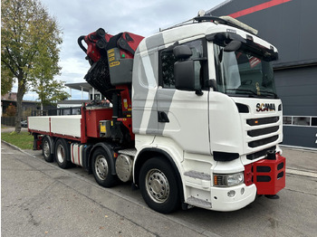 Dropside/ Flatbed truck, Crane truck Scania R 480 LB 8x2 | Palfinger PK 78.002-SH E | 100 t Schwerlast-Transportraupe | Abrollkipper: picture 2