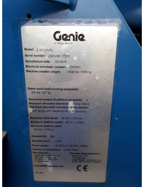 Articulated boom Genie Z 30/20 N RJ: picture 8