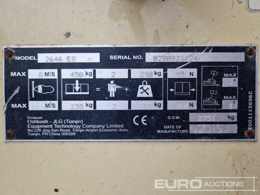Aerial platform 2015 JLG 2646ES: picture 22
