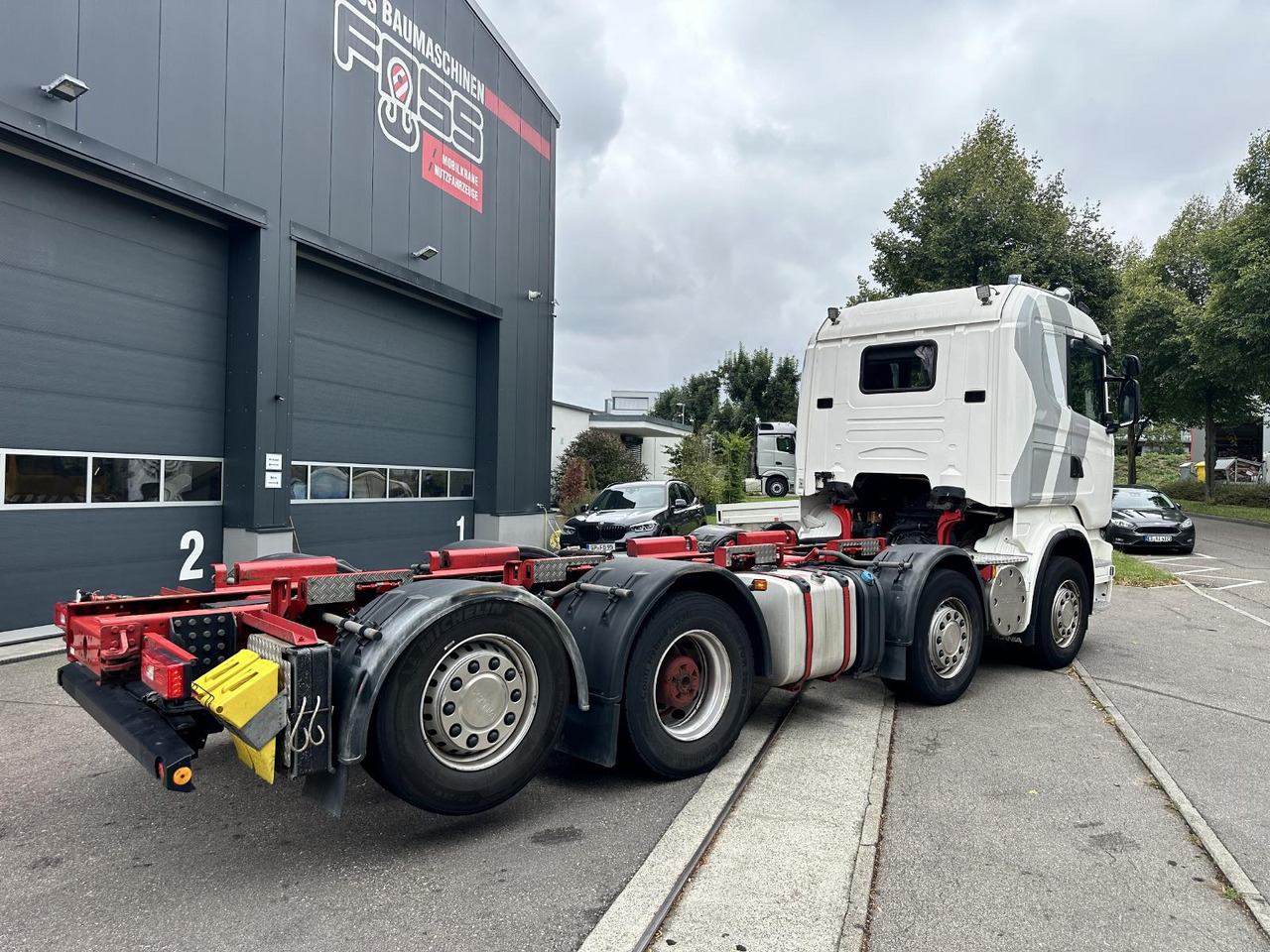 Dropside/ Flatbed truck, Crane truck Scania R 480 LB 8x2 | Palfinger PK 78.002-SH E | 100 t Schwerlast-Transportraupe | Abrollkipper: picture 38