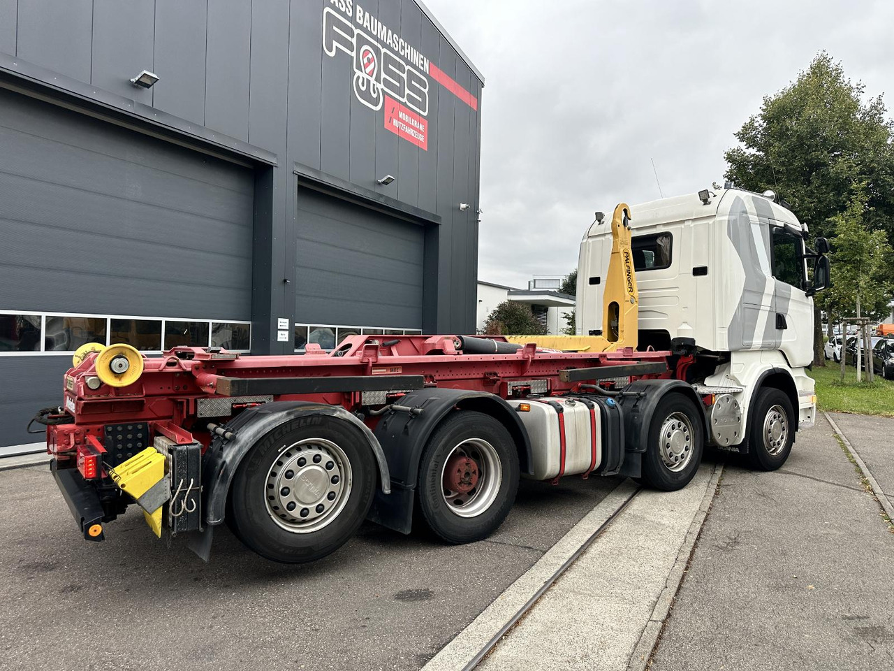 Dropside/ Flatbed truck, Crane truck Scania R 480 LB 8x2 | Palfinger PK 78.002-SH E | 100 t Schwerlast-Transportraupe | Abrollkipper: picture 27