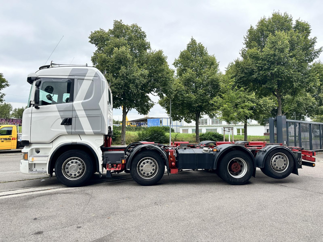 Dropside/ Flatbed truck, Crane truck Scania R 480 LB 8x2 | Palfinger PK 78.002-SH E | 100 t Schwerlast-Transportraupe | Abrollkipper: picture 42