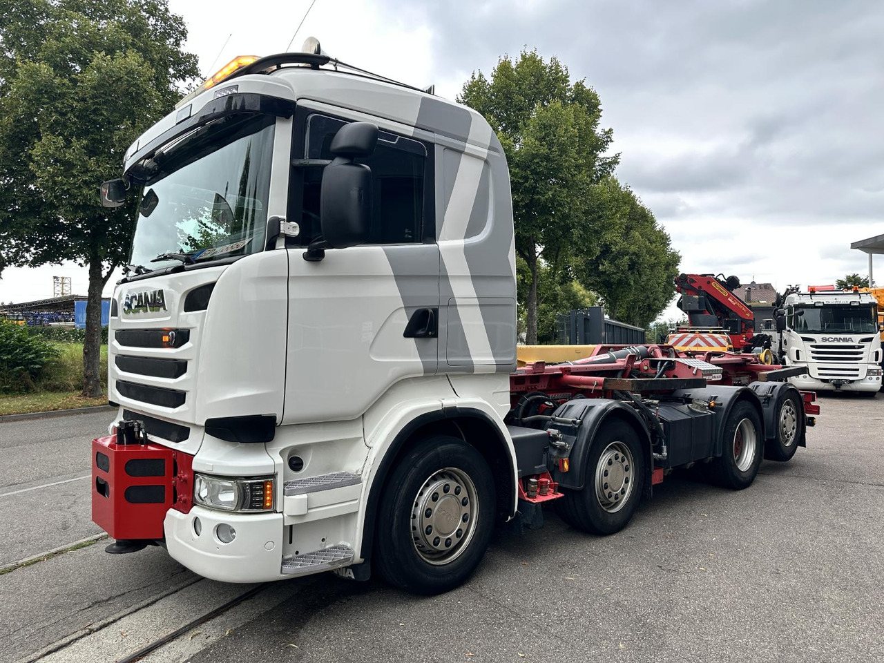 Dropside/ Flatbed truck, Crane truck Scania R 480 LB 8x2 | Palfinger PK 78.002-SH E | 100 t Schwerlast-Transportraupe | Abrollkipper: picture 24