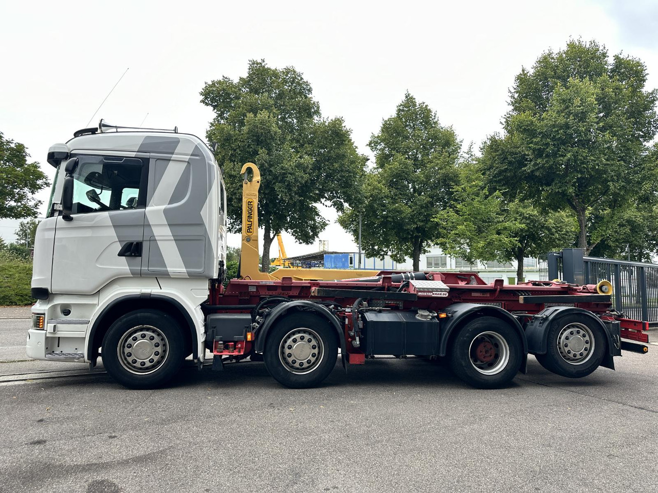 Dropside/ Flatbed truck, Crane truck Scania R 480 LB 8x2 | Palfinger PK 78.002-SH E | 100 t Schwerlast-Transportraupe | Abrollkipper: picture 28